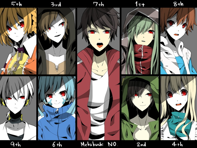 human representation, collection, art and craft, clothing, no people, transfer print, Marry Kozakura, Kagerou Project, in a row, digital composite, 720P