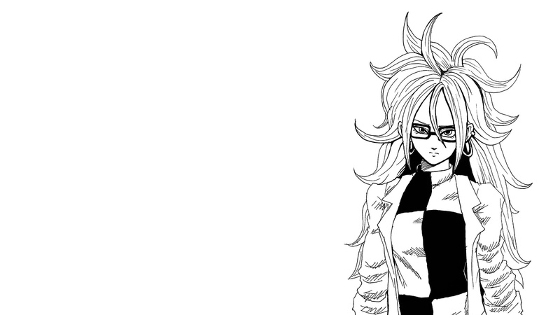 cut out, copy space, anime, Dragon Ball FighterZ, haired, woman, indoors, young adult, monochrome, white background, Dragon Ball, casual clothing
