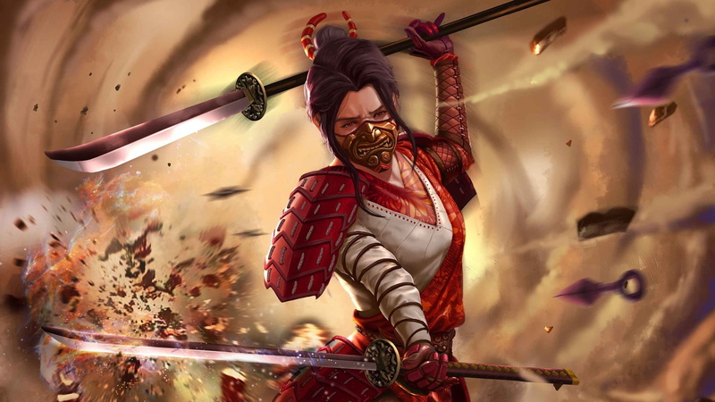 sport, activity, swords, performance, woman, people, two, dancing, samurai, illustration, lifestyles, adult, indoors, young adult, motion, arts culture and entertainment