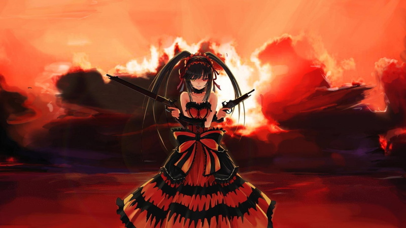 motion, Date A Live, digital composite, evil, celebration, dancing, 1080P, Tokisaki Kurumi, one person, costume, front view, anime, night, women, halloween