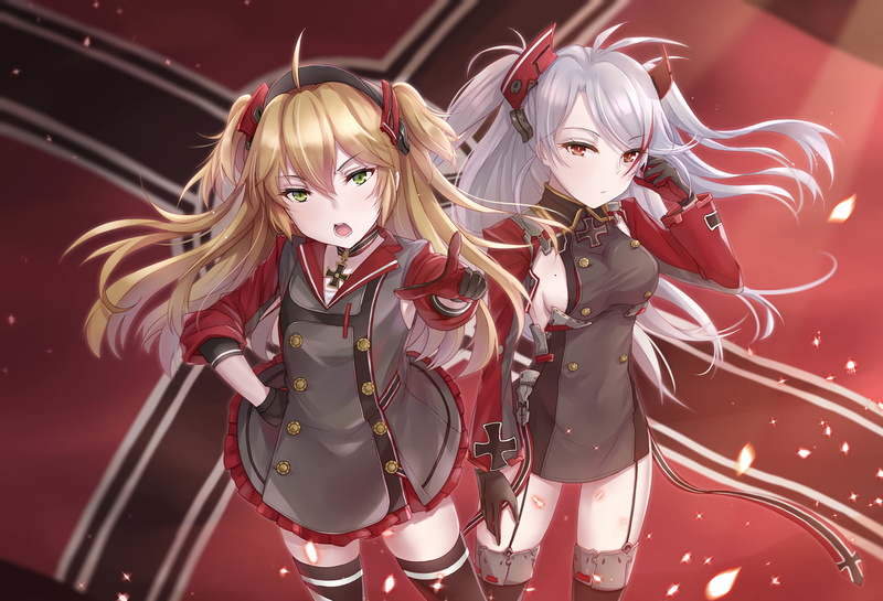 Azur Lane, emotion, people, focus on foreground, blond hair, childhood, indoors, two people, arts culture and entertainment, costume, women, togetherness