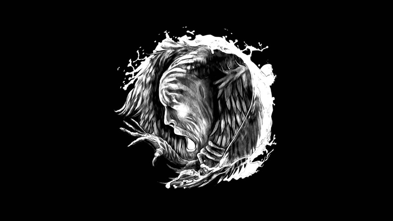 Siren Charms, close-up, nature, simple background, In Flames, 1080P, design, face, creativity, black background, fantasy art, cut out, animal wildlife