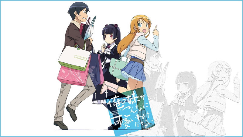 friendship, three quarter length, adult, Kousaka Kirino, women, togetherness, full length, young men, 1080P, Gokou Ruri, white background, indoors, travel