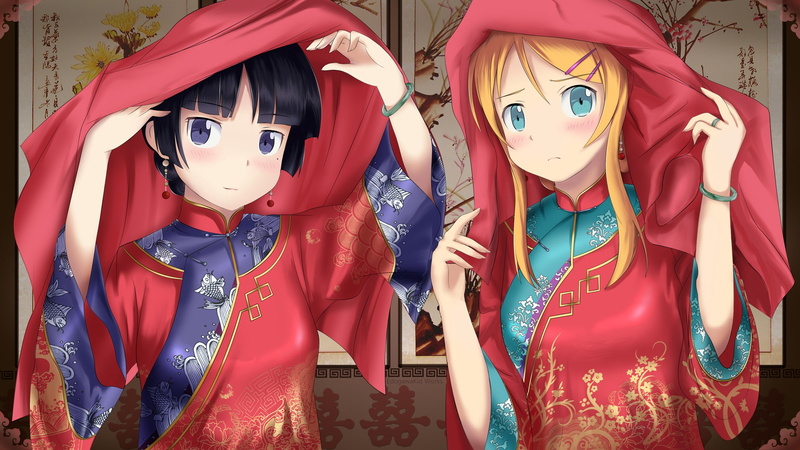 child, toy, human representation, festival, Ore no Imouto ga Konnani Kawaii Wake ga Nai, Kousaka Kirino, creativity, front view, Gokou Ruri, costume, indoors