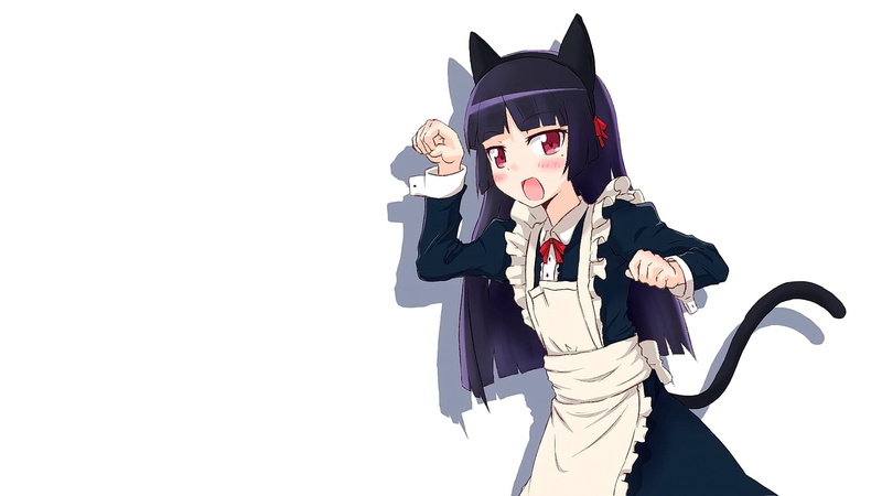 indoors, toy, open mouth, long hair, disguise, studio shot, celebration, looking at viewer, nekomimi, brunette, one person, cut out, horror, superhero