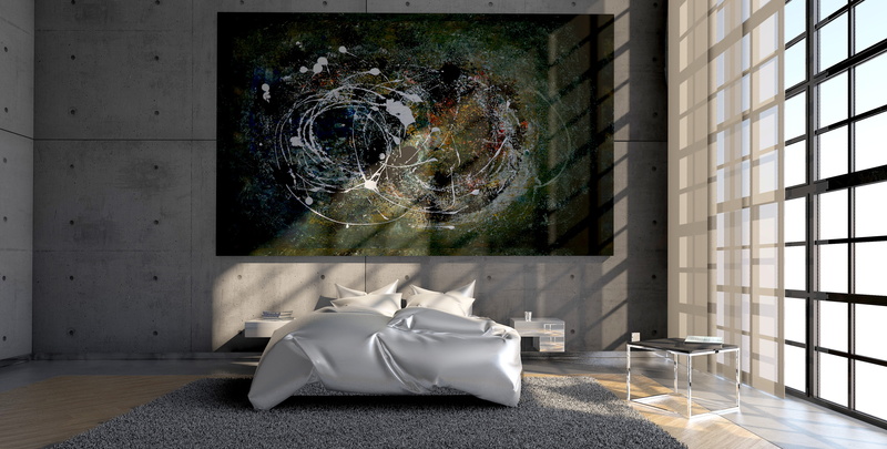 room, 4K, bed, interior, painting