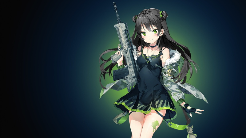 black hair, anime, 4K, artwork, weapon, anime girl, illustration, mangaka, fictional character