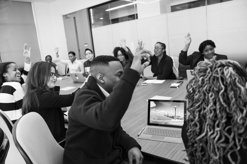 group, laptops, business person, business, communication, man, hands, professor, table, grayscale, discussion, group together, photo, office, education
