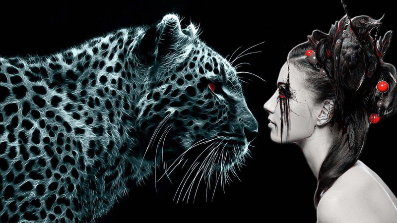 tigre, mujer, 1080P, abstracto