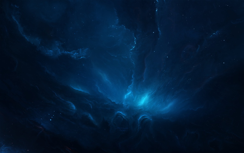 5K, space, digital painting, abstract, blue, Starkiteckt