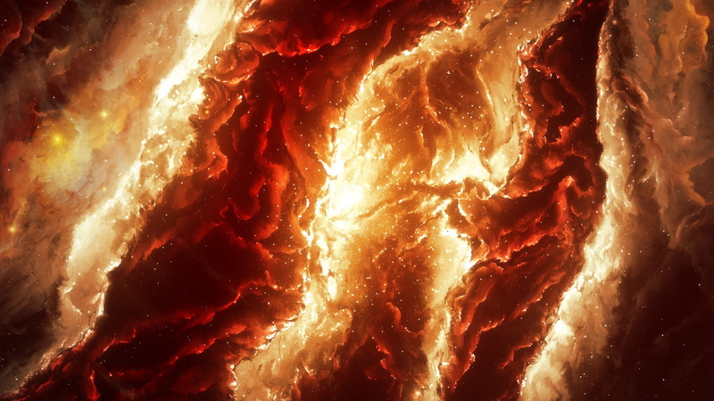 heat - temperature, lava, fire, beauty in nature, geology, natural phenomenon, space, flame, orange color, night, glowing, drawing, 4K, nature, burning