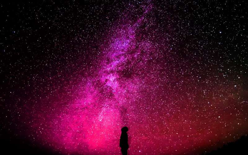 star, majestic, night, sky, milky way, purple, scenics - nature, tranquil scene, galaxy, infinity, silhouette, nature, illuminated, low angle view, star field