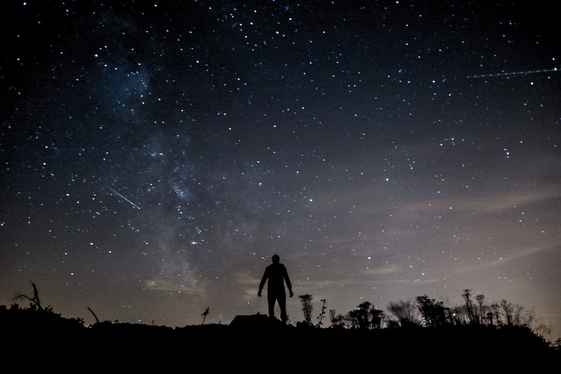 silhouette, land, men, star, tranquility, star field, star - space, strars, astronomy, alone, space, galaxy, scenics - nature, one, leisure activity, milky way