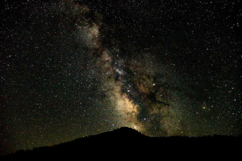 scenics - nature, space Exploration, mountain, star Field, dark, science, blue, tranquility, space, beauty in nature, nature, night, silhouette, astronomy Telescope