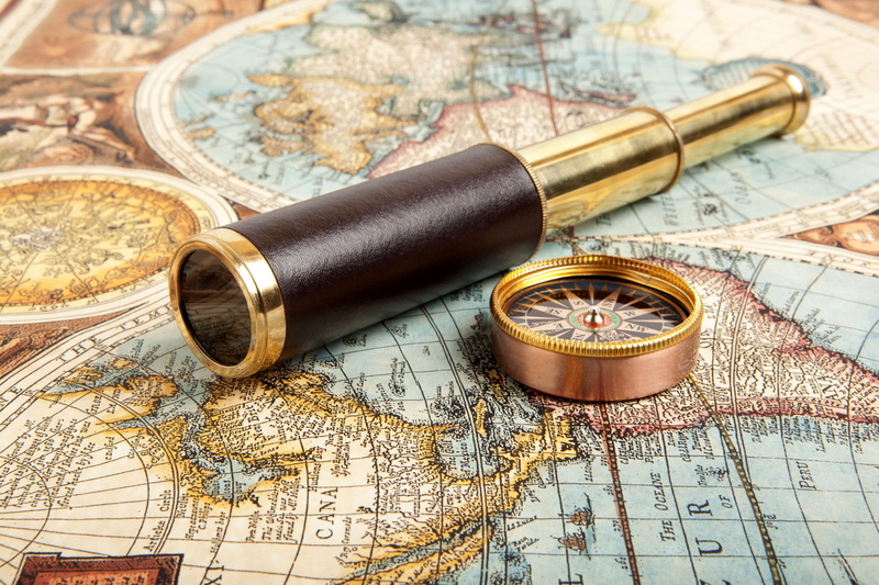 blur, spyglass, travel, journey, bokeh, mechanism, ancient map, 4K, compass, ., telescope