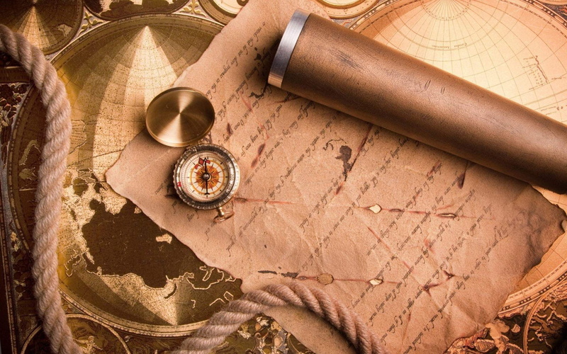 maps, spyglass, journey, rope, map, telescope, compass, old letters, old letter, 1080P, Kompass