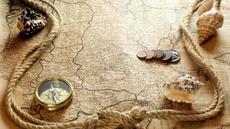 wood - material, antique, history, rope, no people, table, indoors, map, old, Others, compass, time, 1080P, old map, still life, brown, textured, coins
