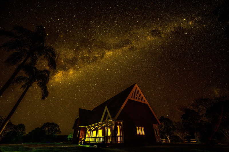stars, astronomy, church, galaxy, scenics - nature, plant, tranquility, space, milky way, star - space, night sky, tranquil scene, water, architecture