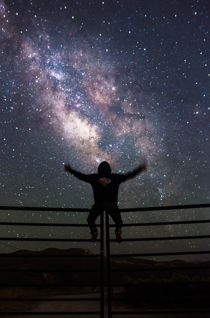 arms outstretched, human arm, astronomy, star, real people, men, beauty in nature, astro, stars, central california, night, standing, milky way galaxy