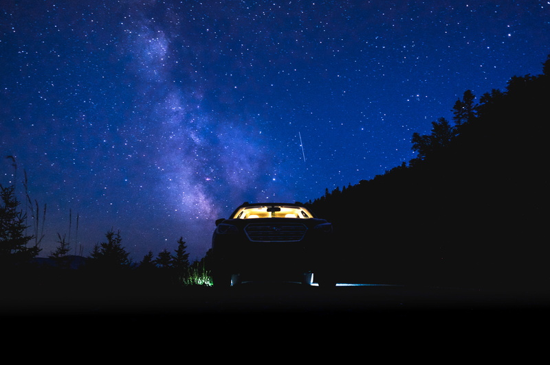 starry, scenics - nature, no people, newfoundland, space and astronomy, travel, dark, illuminated, silhouette, galaxy, forest, astro, vehicle, beauty in nature
