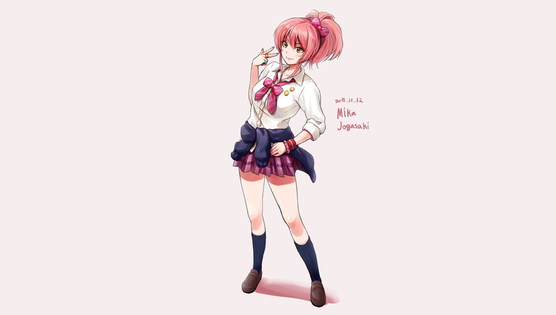 copy space, hair, portrait, anime girls, dyed hair, casual clothing, young adult, women, shorts, beauty, one person, adult, fashion model, Jougasaki Mika
