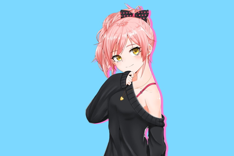 Mika Jougasaki, obscured face, copy space, blue background, women, fashion, beautiful woman, Anime, young women, females, clothing, The iDOLM@STER Cinderella Girls