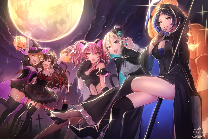 arts culture and entertainment, women, young adult, Anime, group of people, beautiful woman, disco dancing, moon, night, 4K, real people, fashion, men