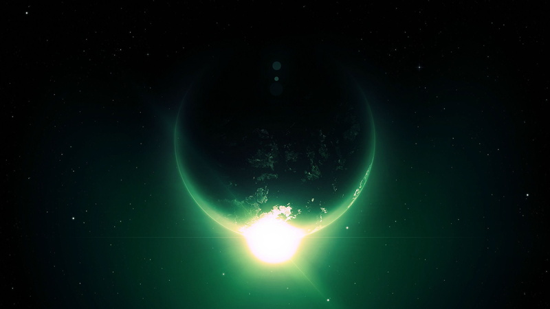 planet, black, illustration, 2K, hd, green, starlight, space