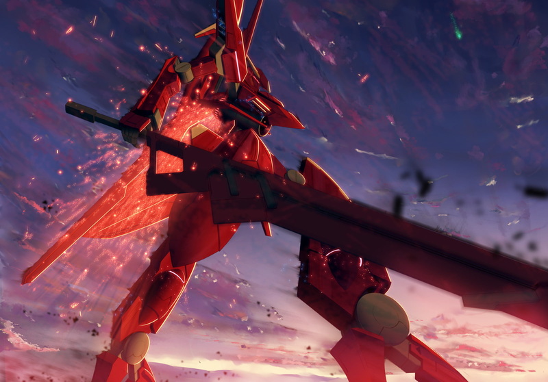 suit, gundam, 720P, robot, stack, mecha, weapon, starlight, sky, mobile