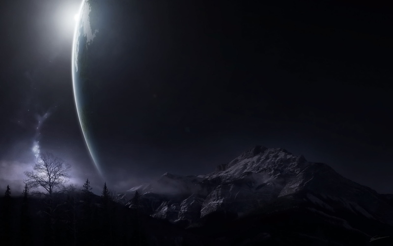 planet, night, hd, alien, 1080P, fantasy, landscape, starlight