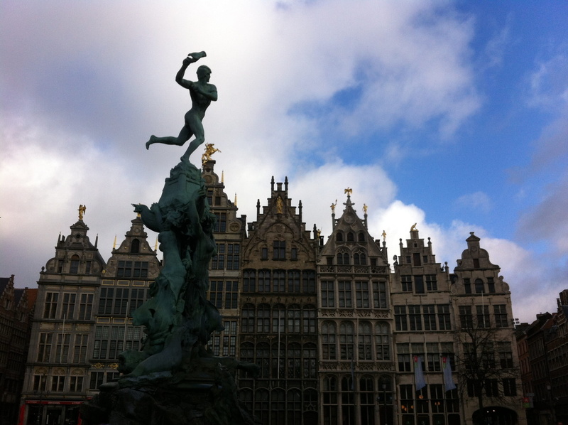 history, Antwerp, male likeness, art and craft, travel, scheldt, no people, 2K, clouds, Belgium, grote markt, weather mood, day, cloud - sky, statue, travel destinations