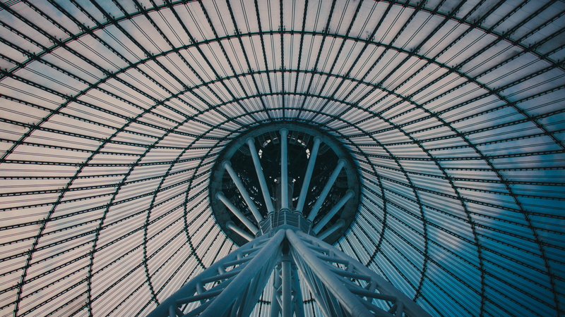 astana, directly below, metal, architecture, geometric shape, architectural feature, design, metallic, sky, pattern, glass - material, kazakhstan, city