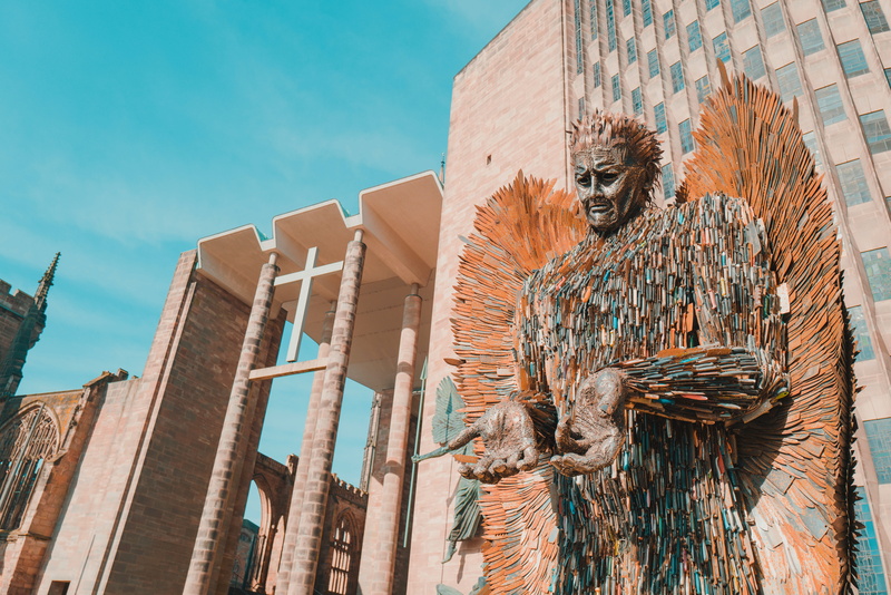 representation, painting, architecture, built structure, vertebrate, town, sculpture, mural, outdoors, animal wildlife, city, england, coventry, art, building exterior