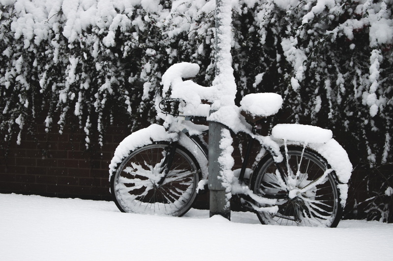 mode of transportation, no people, bike, 2018, land, new year, outdoors, coventry, snowcapped mountain, trees, snowing, beauty in nature, land vehicle
