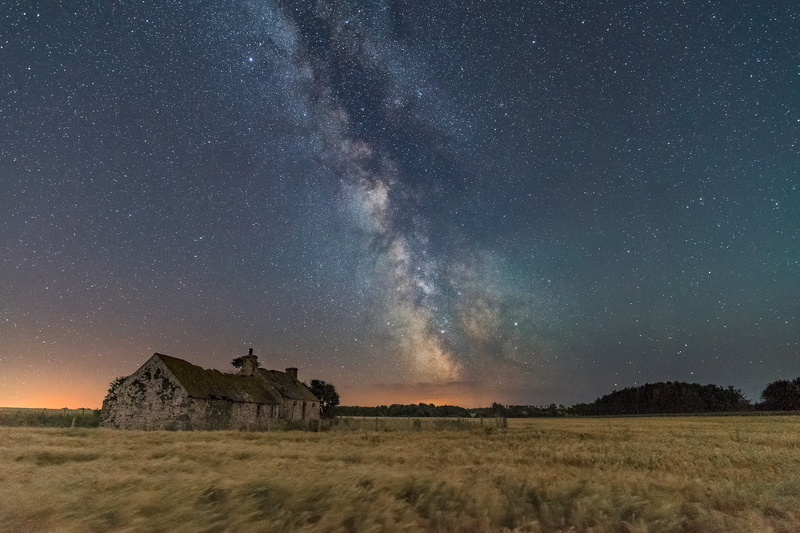Anglesey, aurora, nightscape, galaxy, view, farm  building, astronomy, barley, Wales, barn, nebula, constellation, night  sky, Aurora Borealis, nature
