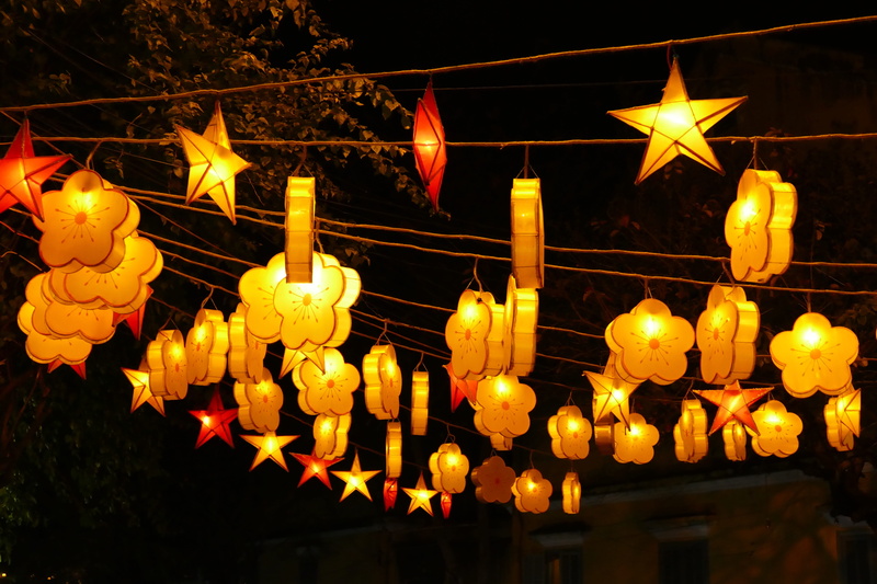 Vietnam, no people, chinese lantern festival, 5K, flame, electricity, Saigon, lanterns, darkness, low angle view, festival, lighting, pedestrian zone