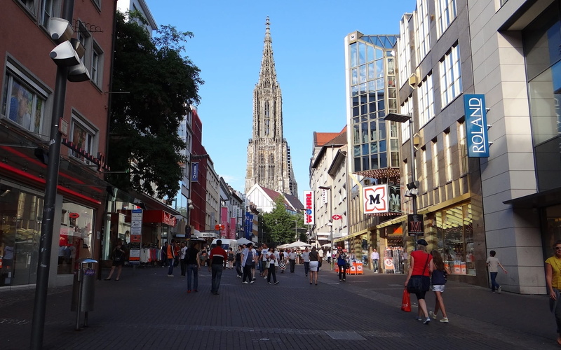 travel destinations, women, outdoors, group of people, architecture, city street, tower, city, building exterior, adult, Pedestrian Zone, ulm cathedral