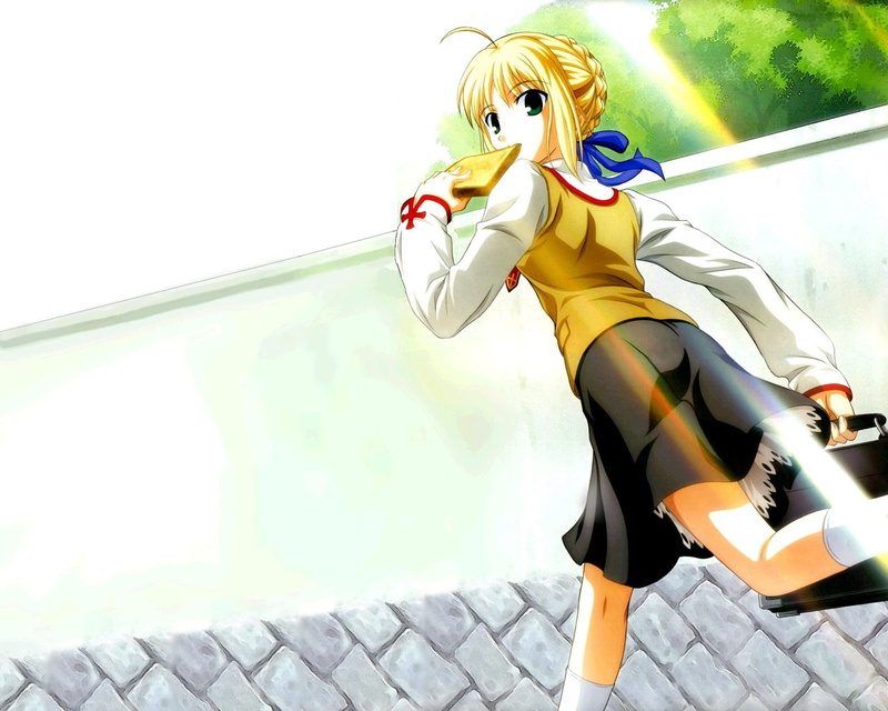 jogging, 720P, running, females, women, day, beauty, lifestyles, fashion, illustration, blond, young women, full length, side view, yellow, eating, anime