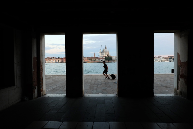 Departure, sky, Vaporetto, nature, day, Venice, adults only, flooring, glass - material, city, built structure, incidental people, one person, full length