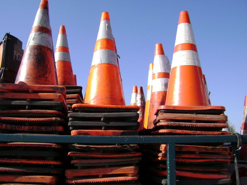 nature, group of objects, Road, sky, protection, beware, outdoors, caution, clear sky, Safety, cones, Warning, boundary, Cones, arrangement, construction