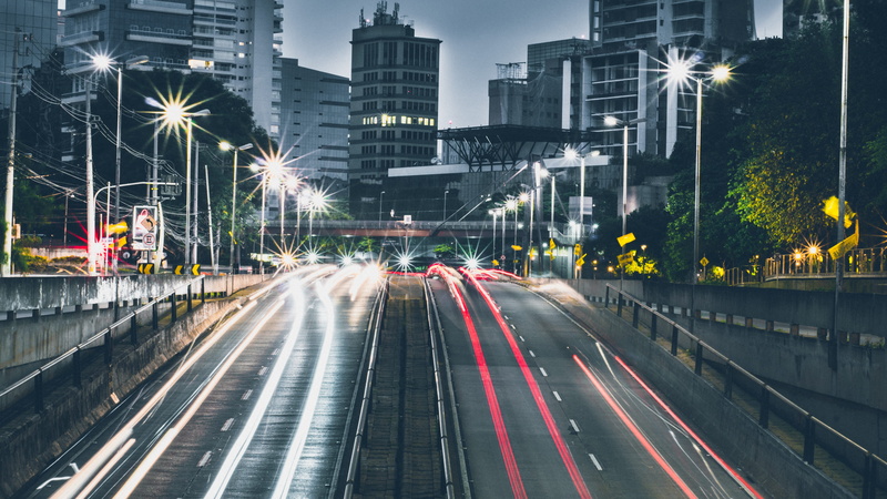 cityscape, building exterior, fast, blur, light streaks, city street, business, long exposure, city life, skyscraper, bridge, street light, office building exterior