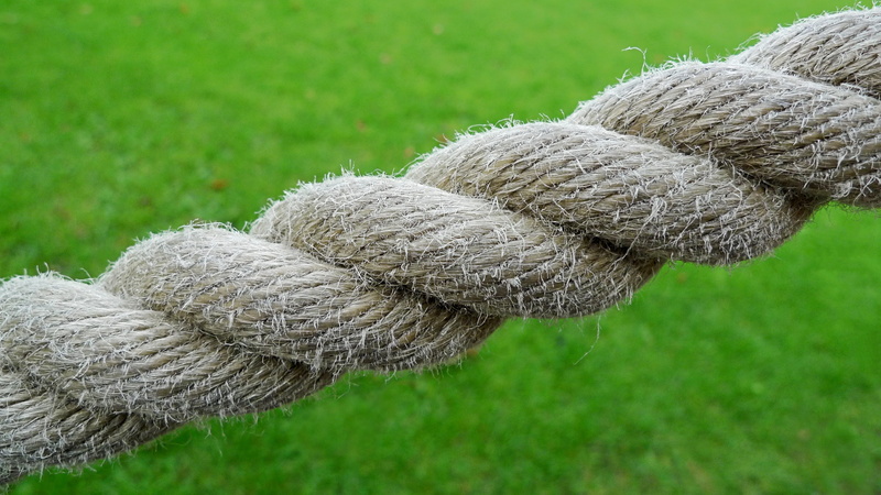 Laid, braided, textured, tow, nautical, barrier, tied knot, tied up, no people, close-up, safety, Warp, close, fray, day, green Color, wrapped, braid, land