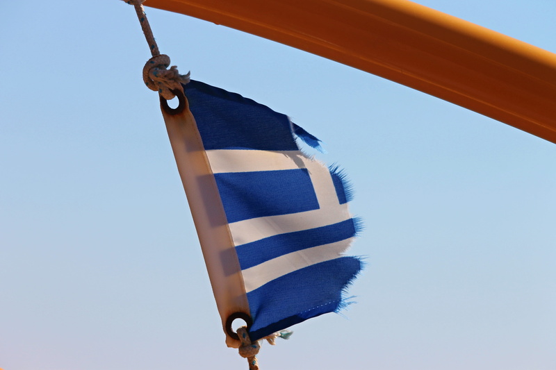 depleted, ships flag, striped, flag, worn out, freedom, clear sky, nature, symbol, greece, flag of greece, threadbare, rest, chip away, pole, close-up