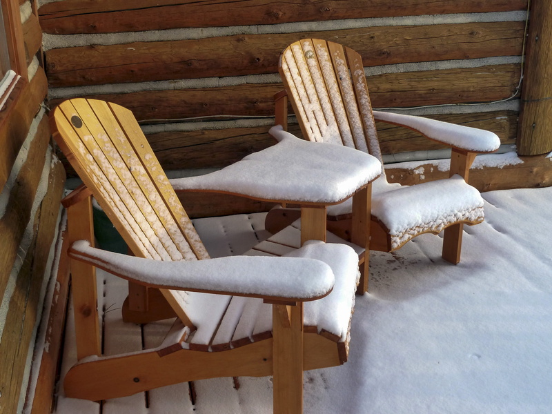 absence, architecture, nature, winter, wood, rocking chair, chair, table, log home, wood - material, 4K, Covered, cold temperature, furniture, garden chairs