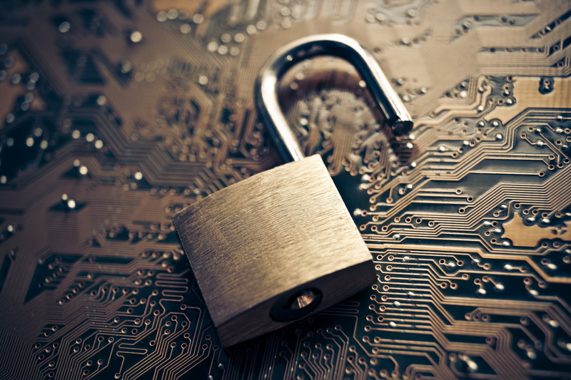 communication, computer chip, padlock, computers, still life, computer crime, circuit board, safety, privacy, connection, technology, focus on foreground