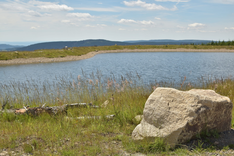 water, sky, solid, braunlage, non-urban scene, beauty in nature, landscape, Pond, plant, artificial pond, rock - object, nature, Quiet Zone, day, blue