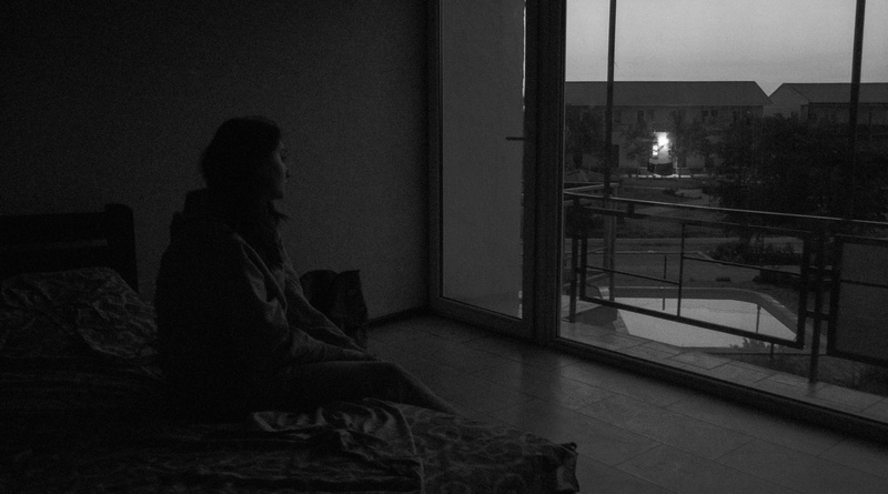 reflection, waiting, window, side view, full length, 4K, sitting, night, illuminated, sadness, adult, one person, furniture, domestic room, indoors, women