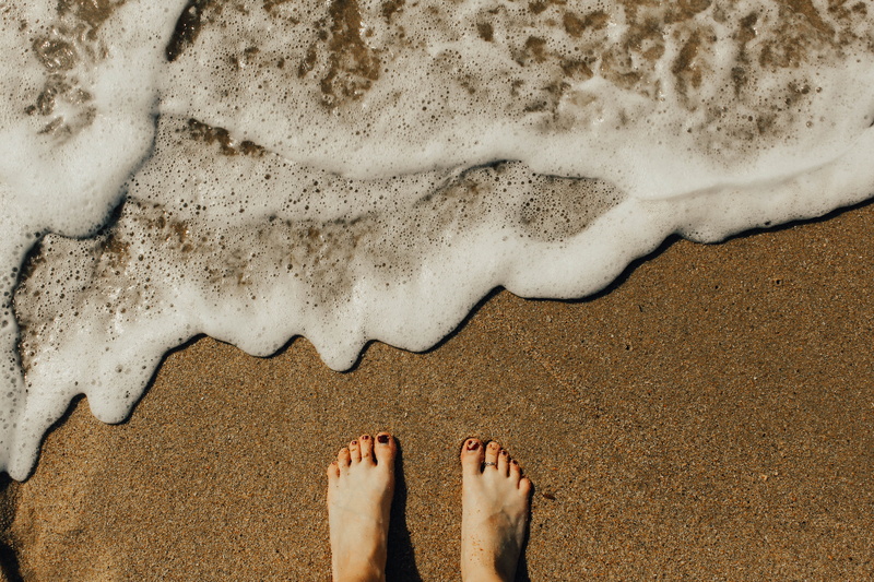 waves, sand, personal perspective, pedicure, woman, person, nature, barefoot, low section, outdoors, sea, near, s, aquatic sport, travel Locations, coastline