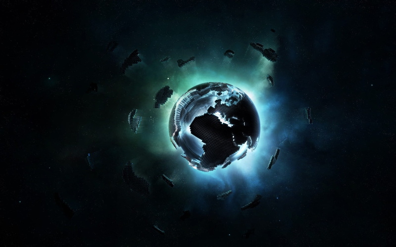 digital art, astronomy, cube, digital composite, undersea, mystery, lights, nature, animal themes, pixels, Europe, sky, planet - space, marine