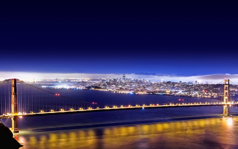night, San Francisco, bridge, 156, lights, 1080P, Golden Gate